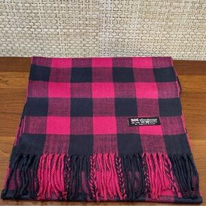 Angela & William Pink and Black Buffalo Plaid Cashmere Feel Acrylic Scarf